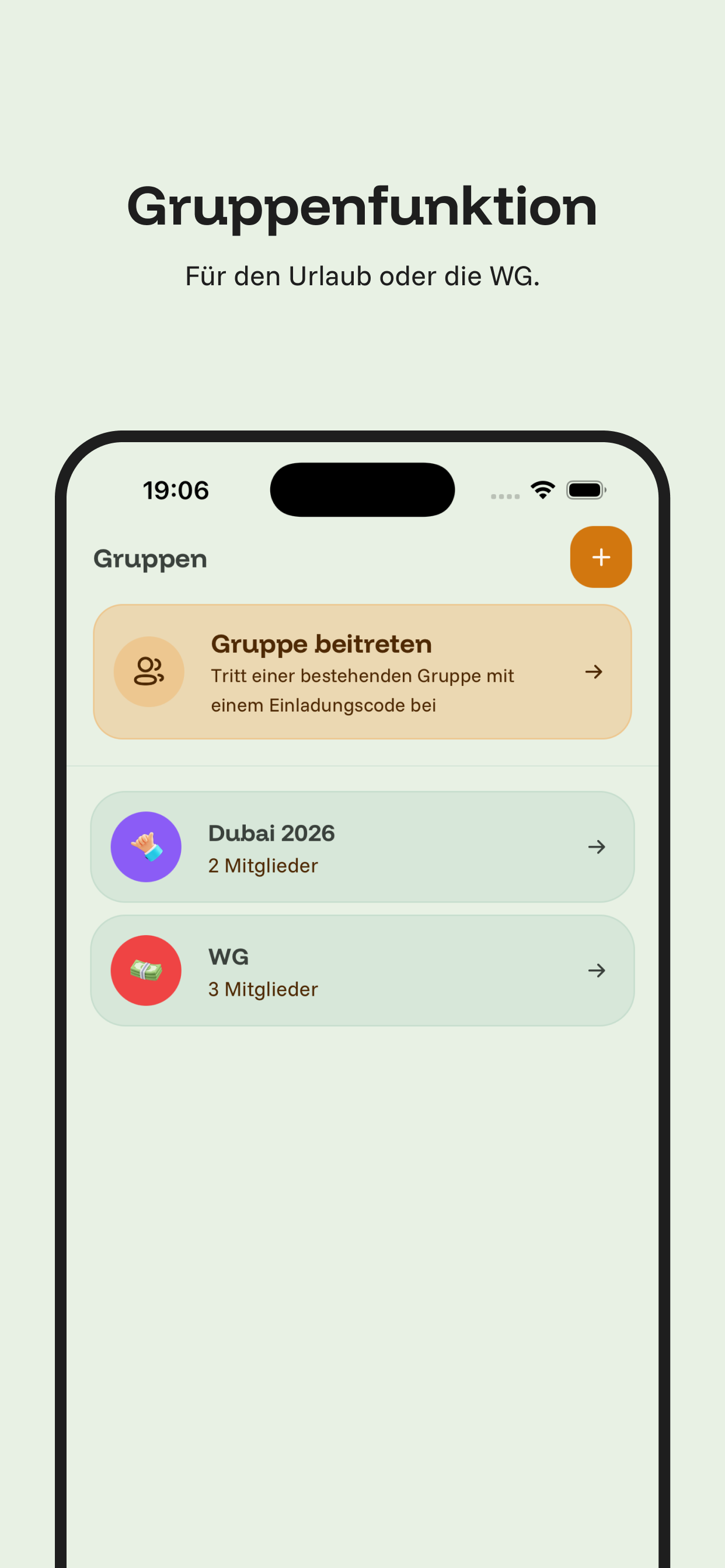 Gruppenausgaben-Übersicht mit Mitglieder-Salden